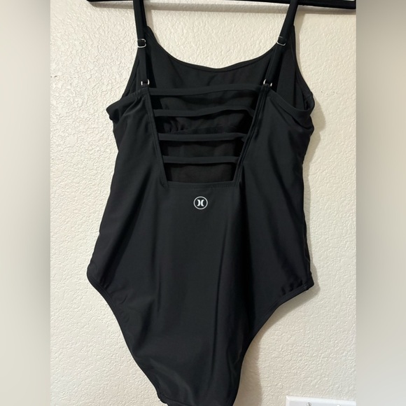 Hurley Classic Black One Piece Swimwear.  Horizontal Multi Strap on Back Design - Picture 1 of 13
